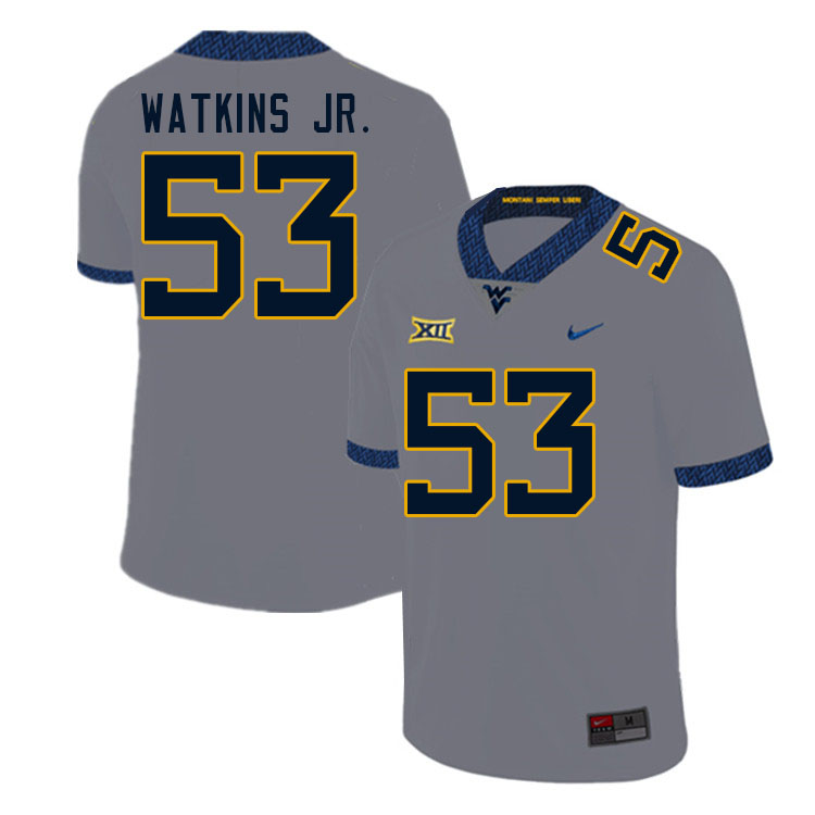 Men #53 Eddie Watkins Jr. West Virginia Mountaineers College Football Jerseys Sale-Gray